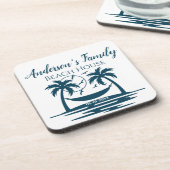 Dessous-de-verre Stylish Beach House Palm Tree Hammock Nom de famil (Côté gauche)