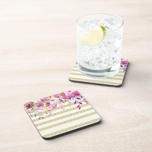 Dessous-de-verre Stylish floral Gold Striped (Côté Droit)