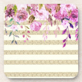 Dessous-de-verre Stylish floral Gold Striped (Devant)