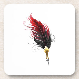 Dessous-de-verre Stylo rouge en plumes avec nib or