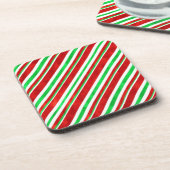 Dessous-de-verre Sucre de canne d'aquarelle rouge vert rayures 2 (Côté gauche)