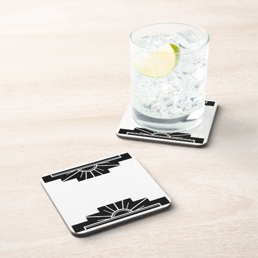 Dessous-de-verre Sunburst Art déco en noir (Côté Droit)