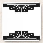 Dessous-de-verre Sunburst Art déco en noir (Devant)