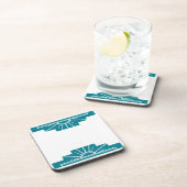 Dessous-de-verre Sunburst Art Déco en Turquoise (Côté Droit)