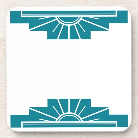 Dessous-de-verre Sunburst Art Déco en Turquoise (Devant)