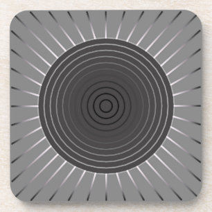 Dessous-de-verre Sunburst géométrique moderne - Hématite gris fo