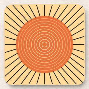 Dessous-de-verre Sunburst géométrique moderne - Mandarin Orange