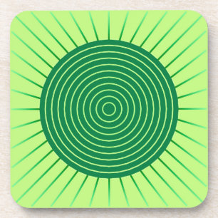 Dessous-de-verre Sunburst géométrique moderne - Vert émeraude et ch