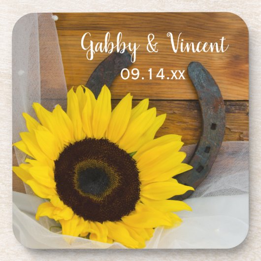 Dessous-de-verre Sunflower et Horseshoe Mariage occidental (Devant)