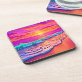 Dessous-de-verre Sunset Beach Waves Design (Côté gauche)
