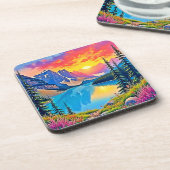 Dessous-de-verre Sunset Mountain Lake Majesty Art (Côté gauche)