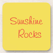 Dessous-de-verre "Sunshine Rocks" Phrase Arrière - plan jaune (Devant)
