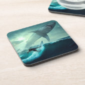 Dessous-de-verre Surf avec requins (Côté gauche)