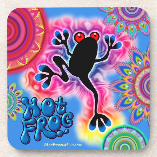 Dessous-de-verre Surf de grenouille chaude Boho Psychedelic dessous (Devant)