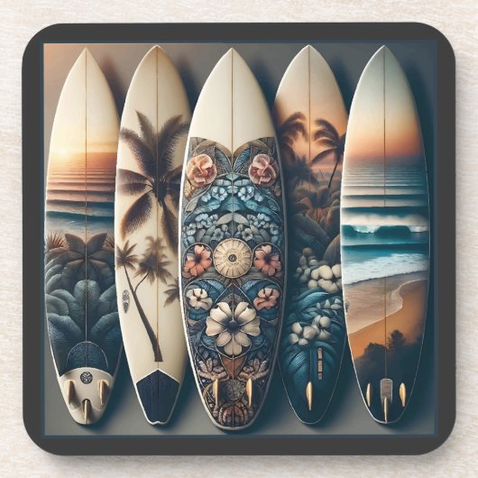 Dessous-de-verre Surfboards peints hawaïens (Devant)