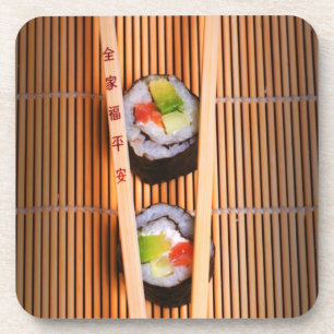 Dessous-de-verre Sushi et baguettes en bois