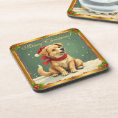 Dessous-de-verre Sweet Christmas Golden Puppy  (Côté gauche)