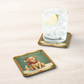 Dessous-de-verre Sweet Christmas Golden Puppy  (Côté Droit)