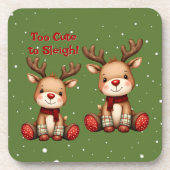 Dessous-de-verre Sweet Reindeer Pair in Holiday Snowfall (Devant)