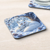 Dessous-de-verre Sweet White Foxes in the Snow (Côté gauche)