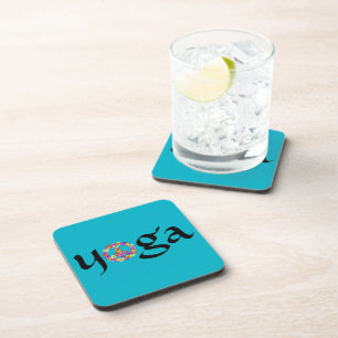 Dessous-de-verre SYMBOLE DE LA PAIX Yoga Floral sur Turquoise