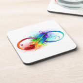 Dessous-de-verre Symbole d'infini avec plume arc-en-ciel (Côté gauche)