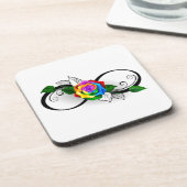 Dessous-de-verre Symbole d'infini avec Rose arc-en-ciel (Côté gauche)