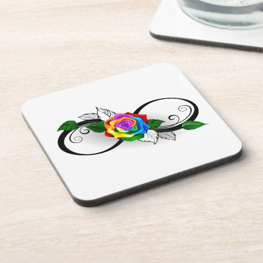 Dessous-de-verre Symbole d'infini avec Rose arc-en-ciel (Côté gauche)