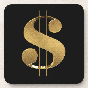 Dessous-de-verre SYMBOLE DOLLARS 3D Faux Gold