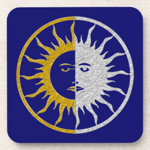 Dessous-de-verre Symbole SOLEIL ET LUNE - or argent