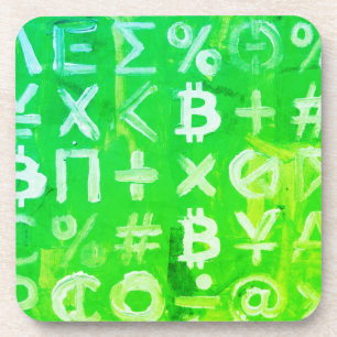 Dessous-de-verre Symboles de Bitcoin (Bright Profit Green - 2)