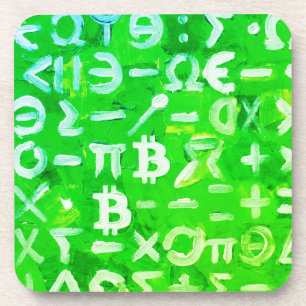 Dessous-de-verre Symboles de Bitcoin (Bright Profit Green - 3)
