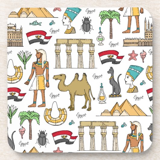 Dessous-de-verre Symboles de couleur de motif de l'Egypte (Devant)