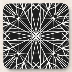 Dessous-de-verre Symétrie géométrique noir et blanc