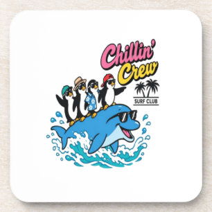 Dessous-de-verre T-Shirt Chillin Crew Surf Club Manchot Dauphin
