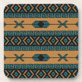 Dessous-de-verre Tan Aztec Motif de Turquoise Design Sud-Ouest (Devant)