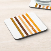 Dessous-de-verre Tan Brown Orange Vertical Stripes Monogramme (Côté gauche)