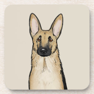 Dessous-de-verre Tan clair et chien berger allemand noir Art pour