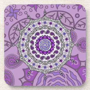 Dessous-de-verre Tapis carré argenté Mehndi Fantasy