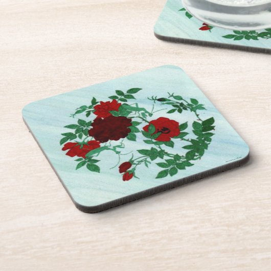 Dessous-de-verre Tapis de liège Mantisque & Roses rouges (Côté gauche)