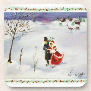 Dessous-de-verre Tapis de liège pour Noël en hiver