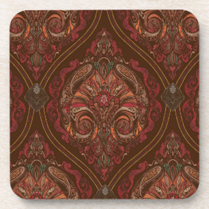 Dessous-de-verre Tapisserie Marron Vintage Paisley Mandala pour Boi