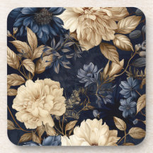 Tapisserie vintage de mariage bleu marine et ivoir