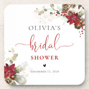Dessous-de-verre Tapisseries Fleuris Rouges de Noël pour la Mariée