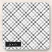 Dessous-de-verre Tartan Gris Monogrammé (Devant)