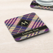 Dessous-de-verre Tartan mauve, or et bleu (Côté gauche)