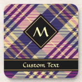 Dessous-de-verre Tartan mauve, or et bleu (Devant)