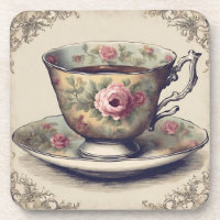 Tasse à thé florale vintage shabby chic de style c