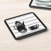 Dessous-de-verre Tasse café thé noir blanc illustration rétro (Côté gauche)