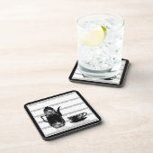 Dessous-de-verre Tasse café thé noir blanc illustration rétro (Côté Droit)